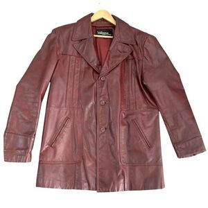 Wilsons Leather Vintage Burgundy Brown Leather Jacket Coat Men’s 46 Korea
